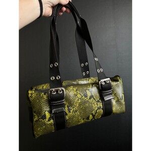 Nine West Green Snake Print Shoulder Bag with Grommet Buckle Strap
